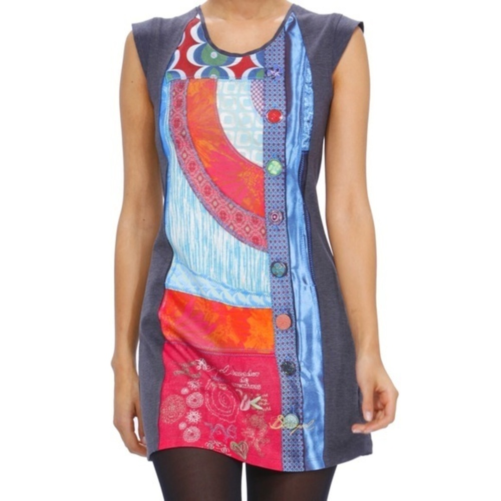 Desigual Dolmens Shift Dress Size Large Gray